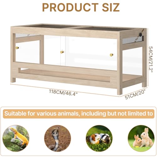 80 Gallon Reptile Tank 4x2x2 Reptile Enclosure – Large Bearded Dragon Tank with Mesh Top, Reptile Habitat & Snake Enclosure for Lizards