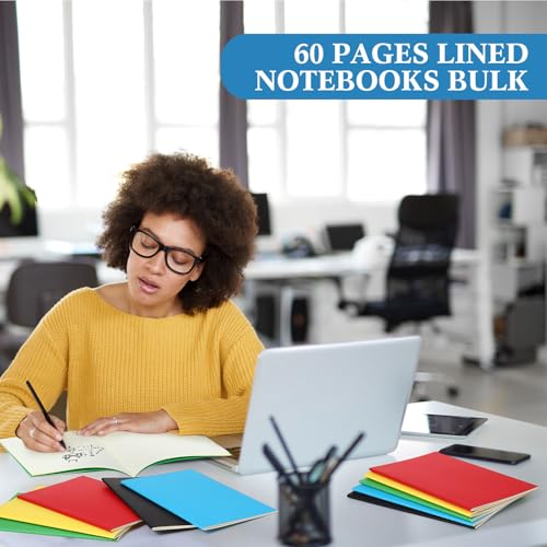 100 Pcs Journals Notebooks Bulk - Kraft Softcover A5 Small Notebooks 5.5 Inch x 8.3 Inch Notepads with 60 Page 30 Sheet for Writing Sketch Travel Office Supplies(Multicolor,Lined) - color: Multicolor, style: Lined