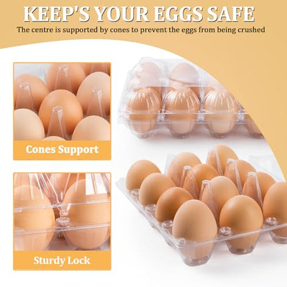 40PCS Plastic Egg Cartons 18 Count,Clear Egg Cartons Cheap Bulk | Reusable Egg Holder for Family,Pasture,Farm Markets Display - Medium Egg Containers 3x6 Grids - style: 3x6Grids-40count