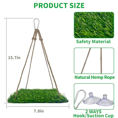 FlidRunest Large Green Bearded Dragon Hammock, Soft Reptile Lounger Terrarium Hanging Hammock for Hermit Crab, Lizard