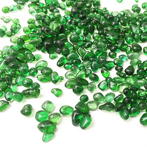 KISEER Clear Glass Stone Bulk 1 LB Glass Beads Gems Marbles Pebbles Gravel Rock for Aquarium, Fish Tank, Garden, Vase Fillers, Succulent Plants Decor (Green) - color: Green
