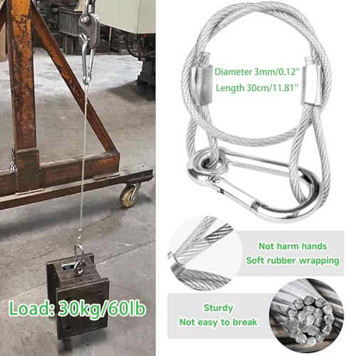 Mad Owl Safety Rope Fixing Device, Stage Light Safety Cable,Transparent Rope Head Truss Accessories Clamp Hook, 0.12 inches Diameter, 11.8 inches Length, (Pack of 10 White) - size: 10P 3mm/0.118"-30cm/11.81"
