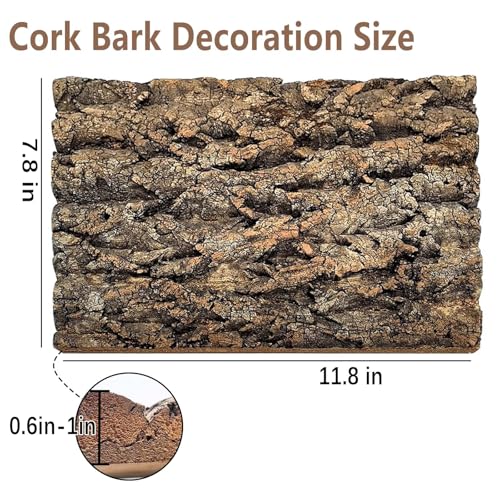 Tfwadmx 1PCS Thickened Cork Terrarium Bark Background, 11.8"x7.8" Natural Cork Bark for Reptiles Bearded Dragon Climbing Mat Reptile Climbing Wall Terrarium Background Decor for Lizard Gecko Snake - size: 1Pcs 7.87*11.81inch