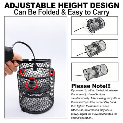 kathson Retractable Reptile Heat Lamp Guard,Reptile Anti-Scald Mesh Cage Protection Lampshades with Thermometers,Ceramic Heat Emitter Lamp Fixture Holder for Snake Lizard Turtle Frog,Without Bulb - size: 1 PCS | Retractable Reptile Heat Lamp Guard