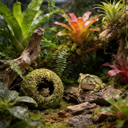 Reptile Hideout Cave - Natural Coconut Moss Terrarium Decor & Snake Hide - Leopard Gecko Hide - Reptile Tank Accessories & Habitat Hideouts for Bearded Dragon