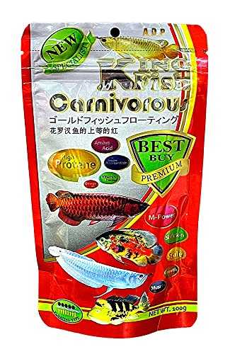 A.D.P. Carnivorous Arowana Fish Food, 55% High Protein Floating Pellets with Astaxanthin & Spirulina, Tropical Fish Feed for Arowana, Oscar, Pleco & Catfish, Color Enhancing - 100 g - color: Arowana Food
