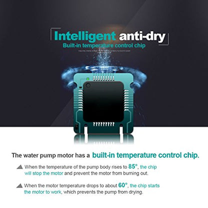 5W Submersible Water Pump, 66GPH Quiet Aquarium Pump | Multifunctional Mini Pump for 5-50 Gal Aquariums, Ponds & Hydroponics. Features Smart Dry-Run Protection