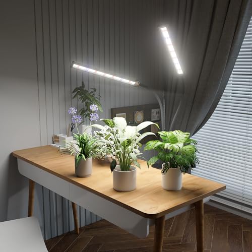 LED Grow Light,White Full Spectrum Clip Plant Growing Lamp | Desk Lamp with High Power Red Blue LEDs for Indoor Plants,Adjustable Gooseneck,Dimming & Optional Auto Timer - size: 75Watts