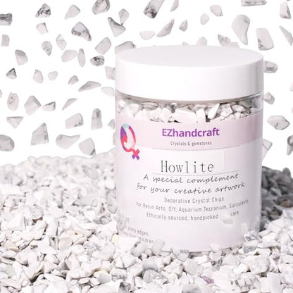 Howlite Chips Bulk 1lb, 1200+ Pieces, 5-8mm Natural Gemstones - color: Howlite, size: 1LB