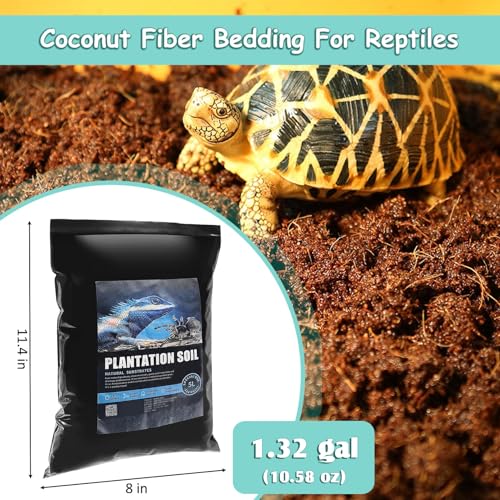 VCEPJH Loose Coconut Fiber Substrate 2 Pack Natural Coco Coir Reptile Bedding and Reptile Climbing Branch Decor 2 Pcs Bendable Jungle Vine for Gecko Bearded Dragons, Snake,Frogs