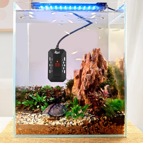 AQQA Aquarium Submersible Heater for Fish Tank,LED Temperature Display and Built-in Thermometer,External Controller Temperature Control Range 59℉-93℉,Safety Control Protects 50W