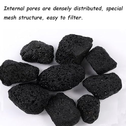 Tfwadmx 10 Pcs Aquarium Black Lava Rock Fish Tank Volcanic Pumice Stones for Fish Shrimp Betta(1.18''-1.96'') - color: Black, size: M:1''-2''