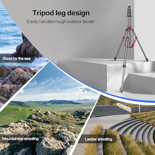FreeSea MT-03C Carbon Fiber Tripod, Adjustable Heavy Duty Light Stand | 106" Tall Tripod with Flip-Lock & Gas Spring, Professional Studio Light Stand, Supports Boom Arm, Large Softbox, Flash