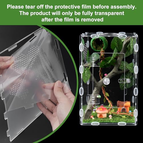Jumping Spider Enclosure,6x6x10 in Spider Enclosure Easy Assembly with DIY Jumping Spider Accessories Front Opening Bug Habitat with Feeding Port for Mantises,Spiders,Insects