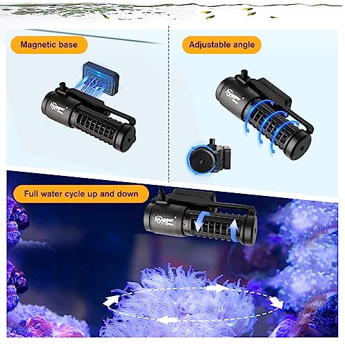 hygger Aquarium Wave Maker 1321 GPH 12W, Adjustable Cross Flow Pump with LED Display Controller, Magnetic DC 24V Aquarium Powerhead for Freshwater and Marine Reef Aquariums Up to 60 Gallon - style: 12W