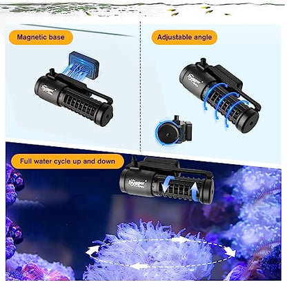 hygger Aquarium Wave Maker 1321 GPH 12W, Adjustable Cross Flow Pump with LED Display Controller, Magnetic DC 24V Aquarium Powerhead for Freshwater and Marine Reef Aquariums Up to 60 Gallon - style: 12W