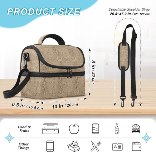 Emelivor Snake Insulated Lunch Bag Container Tote for Adult | 8L Double Deck,Large Lunch Box with Shoulder Strap,Thermal Meal Prep Cooler,Suitable for School Work Picnic Office Travel