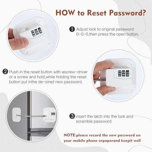Refrigerator Lock, Combination Lock for Refrigerator Cabinets, Drawers, Heavy Duty Fridge Lock, Easy Install No Keys Needed (White-1Pack) - color: White-1Pack