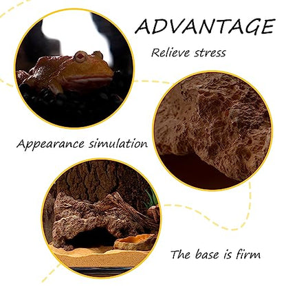 Anxingo Reptile Rock Reptile Cave Hideout for Snakes/Geckos/Lizards/Turtles and Other Amphibians, with Dinosaur Skull (Small) - size: S