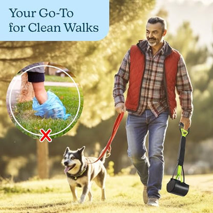 Pooper Scooper - Foldable Cat and Dog Poop Scoop with Ergonomic Handle - Enables One-Handed Use on Concrete, Grass, and Gravel by PETMAKER (Green)