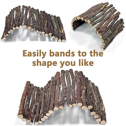 Hamiledyi 2pcs Large Reptile Hides Bearded Dragon Hide Bendable Climbing Bridge Wood Tunnel Tortoise Hut Lizard Hiding Cave for Snake Turtle Gecko Chameleon (15.8" x 7.9") - size: L-15.8 x 7.9-2 PACK