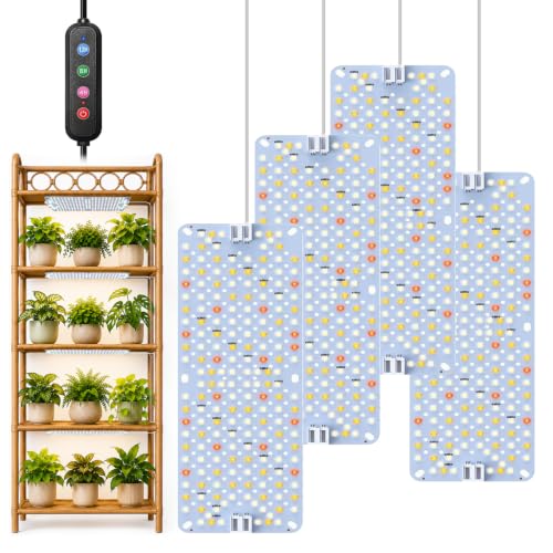 SDOVUERC Full Spectrum 768 LEDs Grow Lights, Plant Grow Lights for Indoor Plants with Daisy Chain Function, Sunlike Spectrum,4/8/12/16/20H Timer for Seed Starting(Pack4) - color: Panel Grow Light(4Pack)