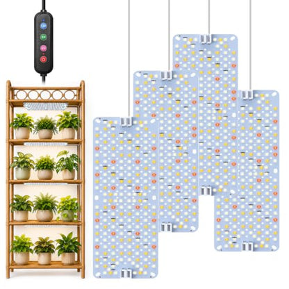 SDOVUERC Full Spectrum 768 LEDs Grow Lights, Plant Grow Lights for Indoor Plants with Daisy Chain Function, Sunlike Spectrum,4/8/12/16/20H Timer for Seed Starting(Pack4) - color: Panel Grow Light(4Pack)
