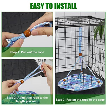 Jspupifip Reptile Hammock Bearded Dragon Accessories Hanging Hammock Blue | Small Pet Habitat Shelter Cage Accessories for Chameleon Birds Rats Hamster Iguana - color: Blue