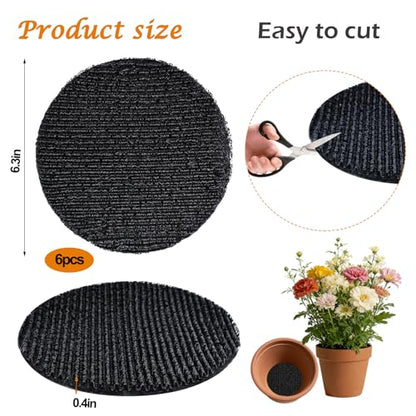 6Pcs 6.3inch Pot Mesh Drainage Discs Double Layer Plant Pot Hole Insert Pads Cutable Bonsai Pot Bottom Grid Mat Mesh Reusable for Indoor Outdoor Potted Plant Prevent Soil Loss Keep Roots Healthy - size: 6.3inch-6Pcs