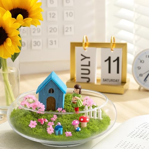 2 Pack Glass Vase Bowl, 6"/ 8" Wide Mouth Flower Vase Round Terrarium, Glass Hydroponic Planter Floral Container Clear Fish Bowl for Table Centerpiece, Wedding Event, Home Decoration