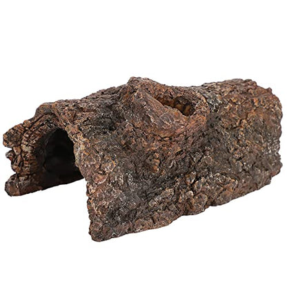 GOWENIC Simulation Resin Tree Bark Hide Cave for Reptile Amphibian, Natural Moss Reptile Hide Cave, Landscape Decor for Scorpion Lizard, Small Animal Terrarium