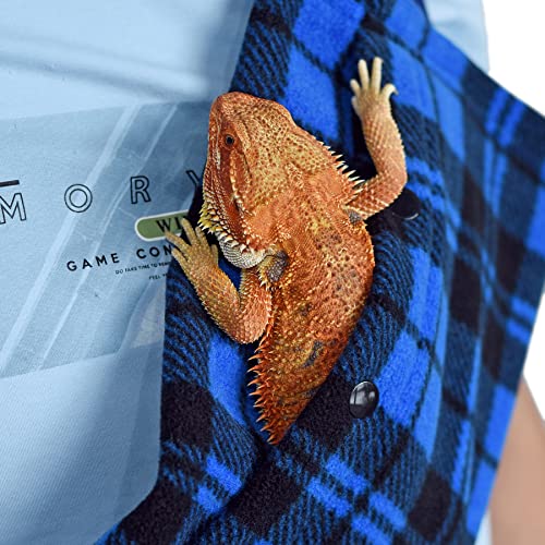 LIKZINWA Small Animal Sling - Bearded Dragon & Lizard Carrier with Adjustable Strap (Blue-Square) + UV Sensor Card - color: Blue-Square