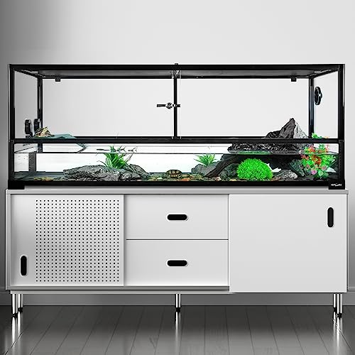 REPTIZOO 67 Gallon Large Turtle Tank Aquarium, 48"×18"×18" Tortoise Habitat Water-Land Ecological Turtle Tank with Drainage System Aquatic Aquarium - size: 48"×18"×18"