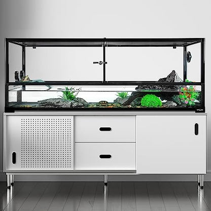 REPTIZOO 67 Gallon Large Turtle Tank Aquarium, 48"×18"×18" Tortoise Habitat Water-Land Ecological Turtle Tank with Drainage System Aquatic Aquarium - size: 48"×18"×18"