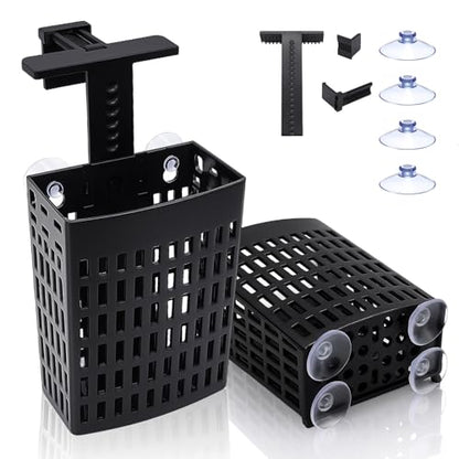 2 PCS Upgraded Aquarium Plant Holder, Adjustable Thickness Height Fish Tank Plant Holder with 2 Extension Hooks and 2 Suction Cups for Fish Tank Aquaponic Cultivation - color: Black