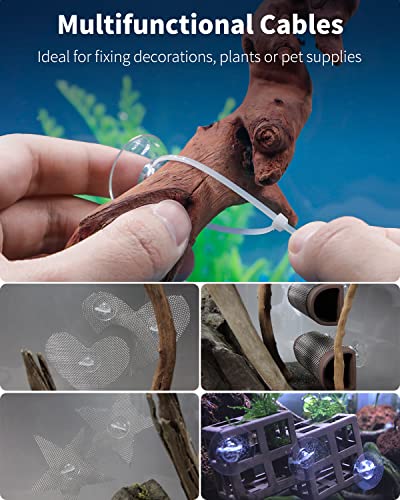 Pawfly 20 Pack Aquarium Suction Cups and 40 Pieces Adjustable Zip Ties Cables Set Fish Tank Tools for Binding Moss Holding Airline Tubing Decorations Shrimp Nests and Reptile Hammocks - size: 20 Pack