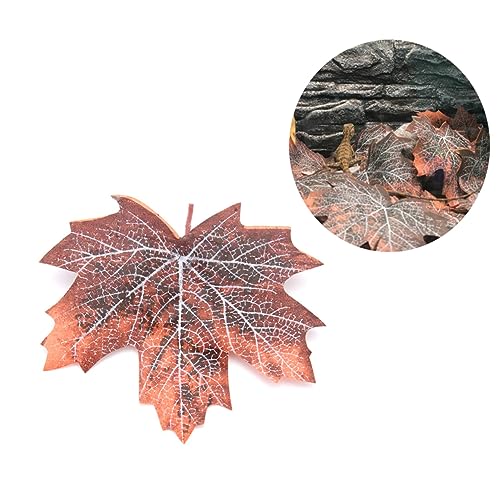 POPETPOP 12pcs Maple Leaf Litter Reptile Cage Decor Reusable Pet Habitat Decoration for Lizards Snakes Frogs Terrarium Accessories