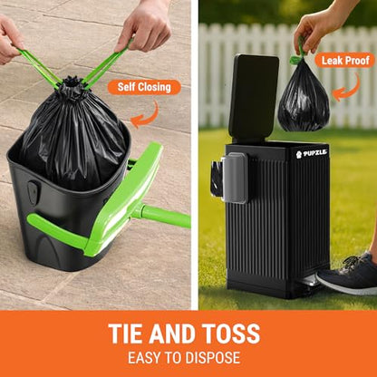 Dry & Wet Dog Pooper Scooper with 40" Long Handle for Large Dogs | Dog Poop Shovel and Rake , Large Capacity Swivel Bin, Bag Attachment, 75 Bags, Poop Scoop for Yard, Patent Pending