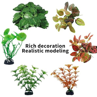 kathson 8 PCS Reptile Vines Plants Flexible Bendable Jungle Climbing Vine Terrarium Plastic Plant Leaves Pet Tank Habitat Decor for Bearded Dragons Lizards Geckos Snakes Frogs and More Reptiles - size: 8 PCS