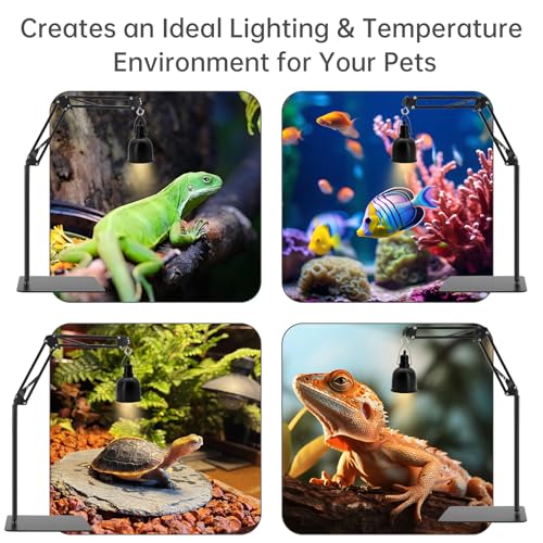 RTNLIT Reptile Lamp Stand - 16.14" to 81.88" Adjustable Height | 360° Swing Arm, Up to 6 Pounds, Metal Bracket Floor Heat Light Holder, For Bearded Dragon Lizards Turtles Snake and Chicks - size: 16-inch to 82-inch