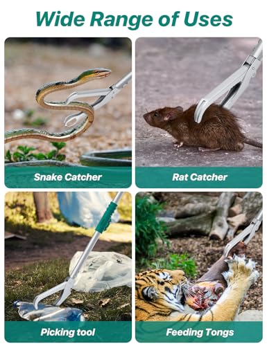 69" Snake Grabber Tool – Heavy Duty Locking Reptile Tongs for Rattlesnakes, Long Reach Folding Snake Catcher for Outdoor, Garden, and Emergency Use