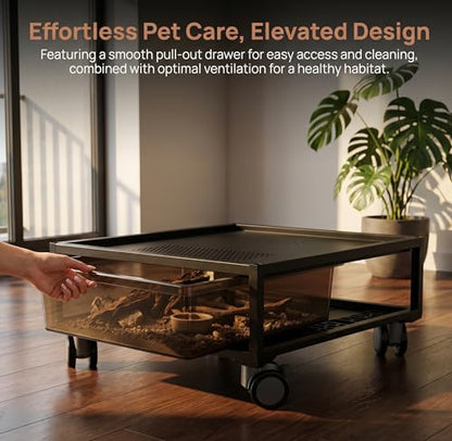Stackable Reptile Breeding Tank with Heating Pad, 6-Tier Reptile Enclosure for Hatchlings & Juvenile Reptiles, Aluminum Frame Terrarium with Clear PET Tubs for Gecko, Frog, Spider & Lizard