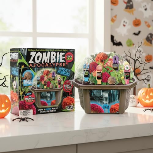 TOYS BY NATURE Create Your Own Zombie Apocalypse - Complete Kids Terrarium Kit to Grow Plants That Look Like Real Brains and Eyeballs - Includes Everything Needed to Start Your House of Horrors - style: Zombie Apocalypse