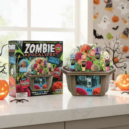 TOYS BY NATURE Create Your Own Zombie Apocalypse - Complete Kids Terrarium Kit to Grow Plants That Look Like Real Brains and Eyeballs - Includes Everything Needed to Start Your House of Horrors - style: Zombie Apocalypse