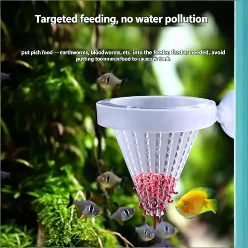 2Pcs White Cone Fish Feeder Cups with Suction for Aquarium Tanks | white cone fish feeder aquarium suction cup red worm feeder cup tank feeding dish 2pcs fish supplies
