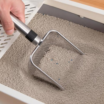 Cat Litter Scoop: Stainless Steel Shovel Kitty Litter Scooper, Easy Clean Pooper Scooper with Hanging Hole Long Handle Sifter