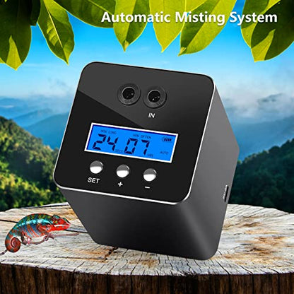 Reptile Humidifier & Mister for Tanks | 360° Adjustable Nozzles, Auto Timer, Leak-Proof Fogger for Terrariums, Amphibians & Rainforest Plants