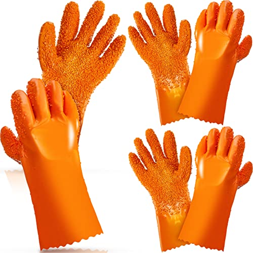 Jecery Plumbing Snake Gloves Sewer Gloves Abrasion Resistant Drain Cleaning Accessory for Men Women Plumber Tools Orange