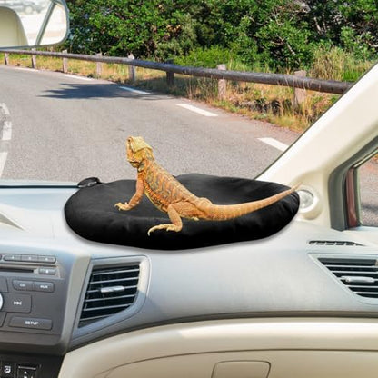 Bearded Dragon Bed Soft Mat with Suction Cup for Travel, Black | Sleep Cushion, Washable, Reptile Tank Accessories, Small Animal Carrier, For Lizard Leopard Gecko