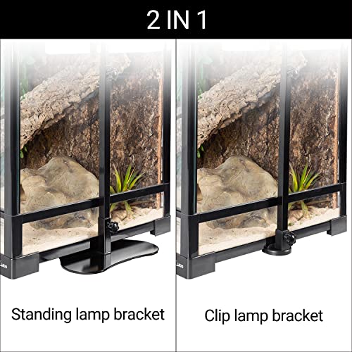 REPTI ZOO Reptile Dual Lamp Stand Adjustable Light Holder Lamp Hanging Bracket Metal Support for Reptile Glass Terrarium Heating Light Amphibians Cage - style: LH009D